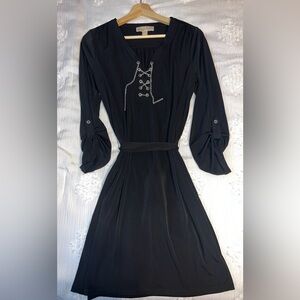 Michael Kors knee length, long sleeve, black work dress